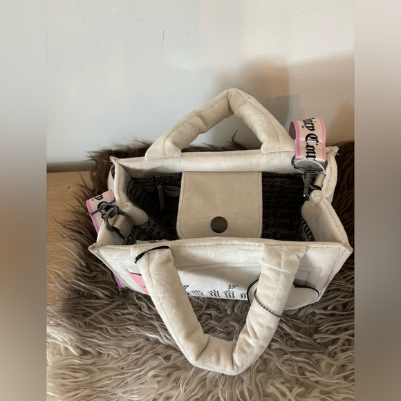 Juicy Couture Bag Extra Spender Mini Tote Velvet Satchel - Ivory Cream Angel - Picture 9 of 13